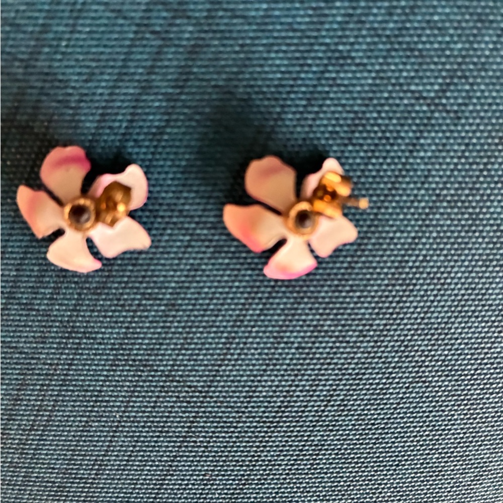 Pink Enamel Flower Brooch and Earring Set - Picture 5 of 5